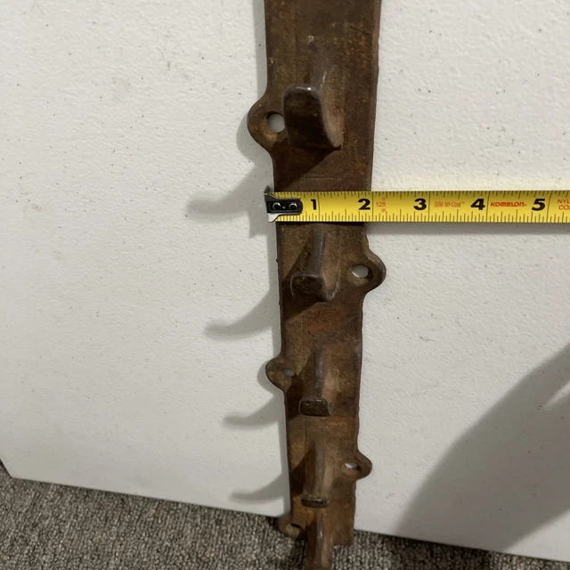 Antique Cast Iron Barn Horse Tack Harness Wall Rack Holder Farm Angled Tool Hook 10