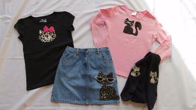 Custom Boutique Resell 7 8 Gymboree Glamour Kitty Skirt Cheetah Cat Top Tights