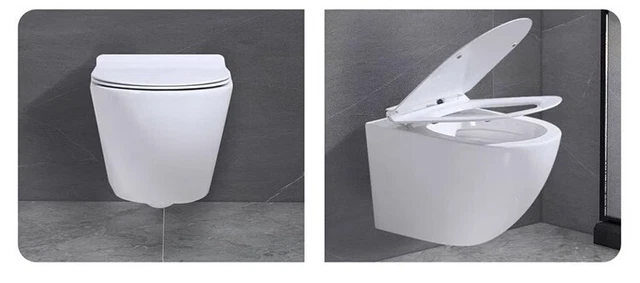 VidaXL Wand-Hänge-WC Keramik - Softclose Sitz Schwarz