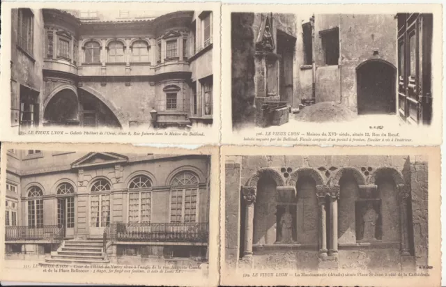 Lot de 4 cartes postales anciennes old postcards LYON VIEUX LYON 8