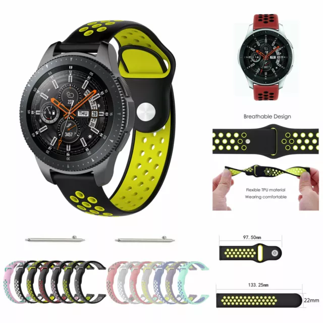 For Samsung Galaxy watch 46mm Silicone Fitness Replacement Wrist Strap Band 22mm