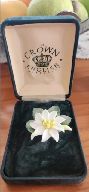 The Crown English Collection Vintage Hand Painted Floral Brooch Signed & Stamped