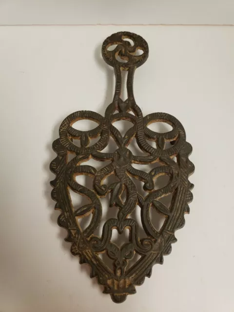 Vintage JZH 1948 Cast Iron Trivet 5"×10" 3-footed