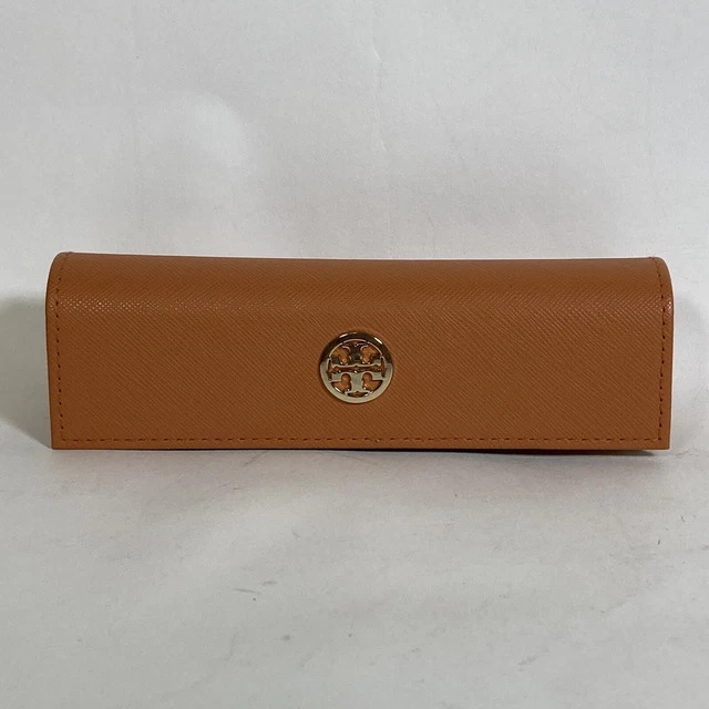 Gafas de lectura pequeñas de cuero sintético naranja Tory Burch con logotipo dorado