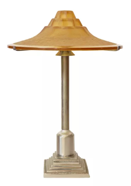 Einzelstück Art Deco Tischlampe "HONEY SHADOW" vernickelt Stahl Sammler 3