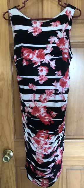 Women’s Thalia Sodi Ruched Sleeveless Bodycon Midi Dress Size M/ Floral Print