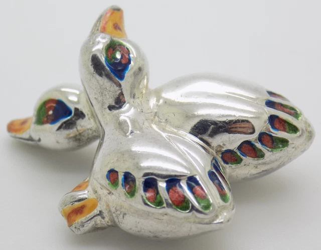 Vintage Argento Sterling 925 Italiano Fatto Coccole Paperelle Statuina Marchi
