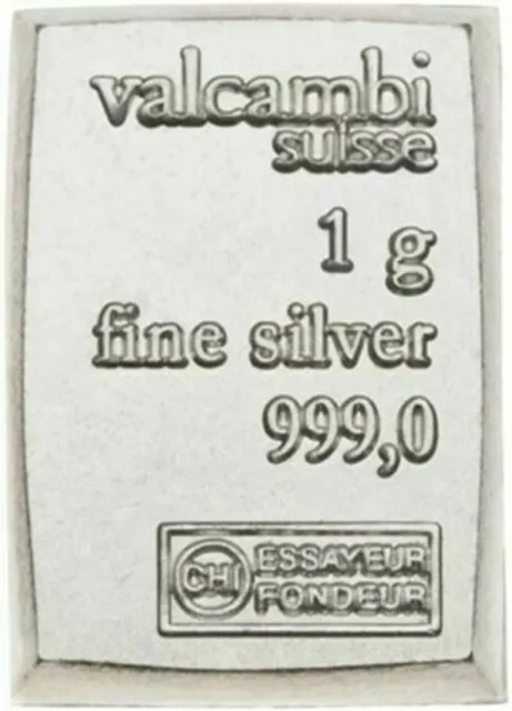 Cute !! 1 gram Silver Bar - Valcambi .999 fine
