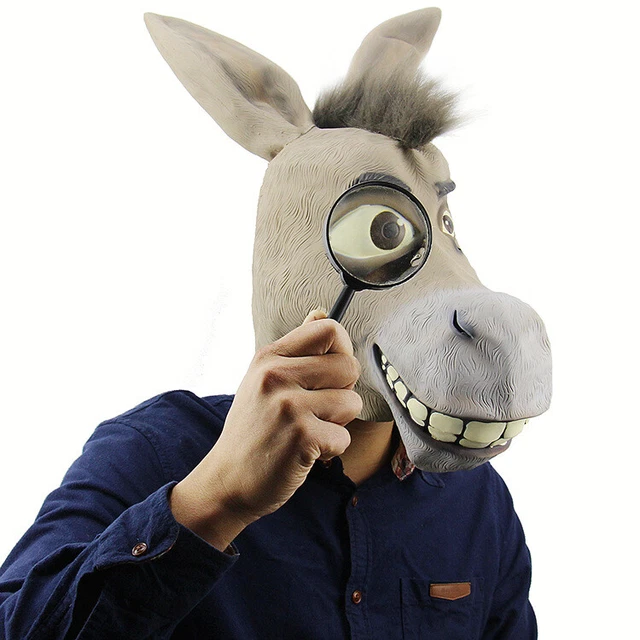 Maschera Asino Shrek Halloween Novità Costume Deluxe Festa Cosplay Maschera Lattice