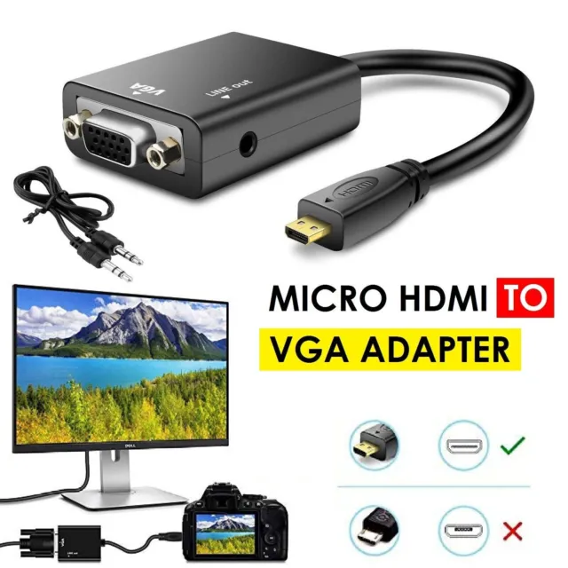HDMI Male to VGA Male Cable Monitor Lead Full HD 1080P Converter Laptop Adapter