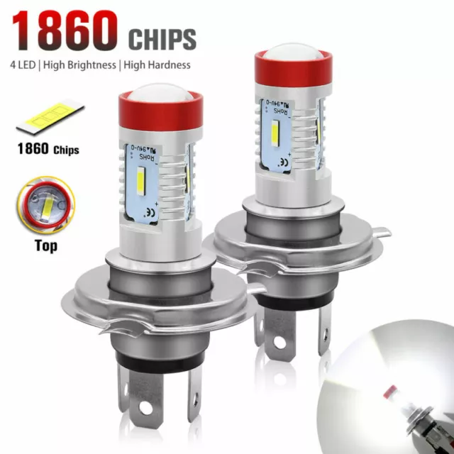 2X H4 9003 LED 1860 SMD White Fog Light Hi/Lo Beam Daytime Running Lamp Bulb 12V