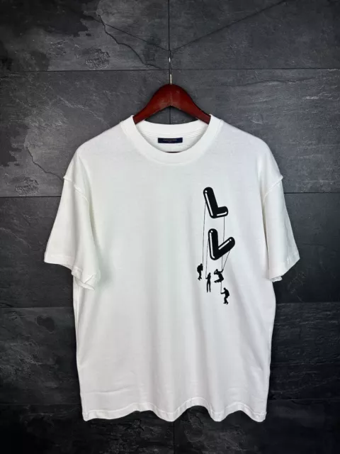 LOUIS VUITTON FLOATING T- Shirt LV Logo White Tee Small S-size
