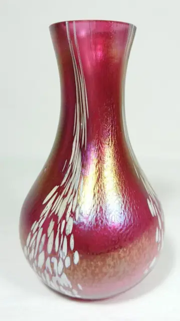 British Studio Art Glass Iridescent Vase c1990 IOW/Okra Etc Style