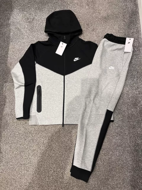 🔥Nike Tech Fleece Mens Full Tracksuit Black/Grey | Size Medium | Brand New ✅