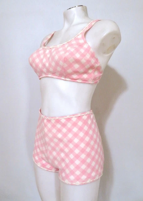 Vintage 1950's Pink & White Catalina Bikini Swimsuit - Size 14