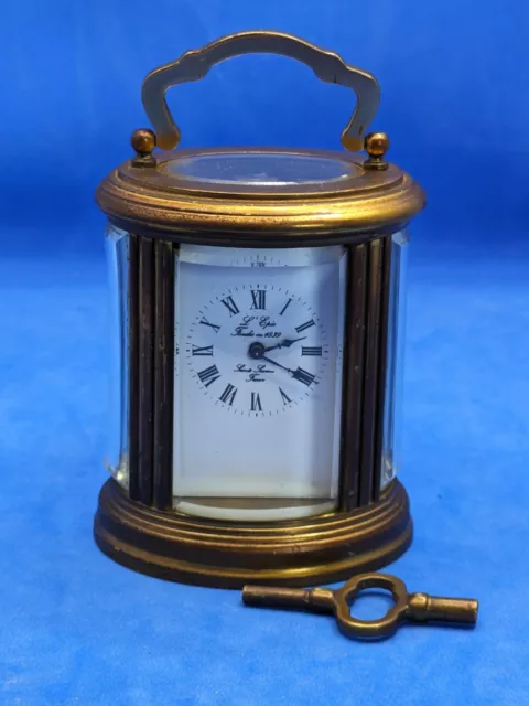 Vintage L'epee Oval Miniature Carriage  Clock With Key Not Running Read Desc