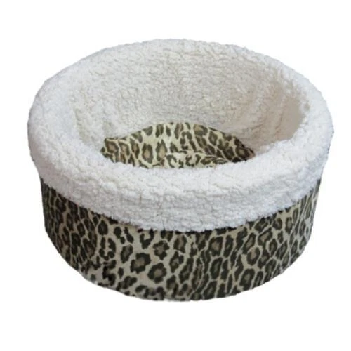 Pets 4 All Pet Cat Dog Nest Round Bed - Animal Print Small 15" - Made in USA