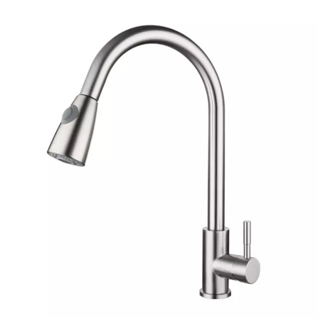 Kitchen Sink Faucet Brushed Nickel Single Handle Swivel Pull Down Sprayer Mixer