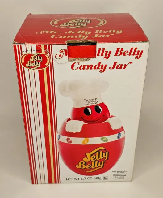 Mr Jelly Belly Candy Jar / Ceramic Canister  7 1/4" Tall 22 Oz Capacity with box