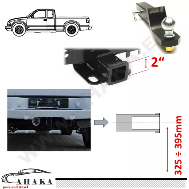 Adaptateur de barre d'attelage 2 pouces boule à langue +25 mm pour pick-up GMC S-10 II 94-04 Hitch 2