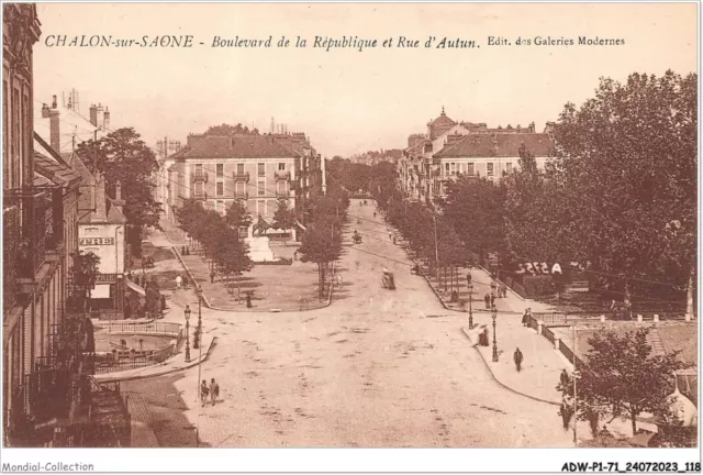 ADWP1-71-0060 - CHALON-SUR-SAONE - boulevard de la république et rue d'autun