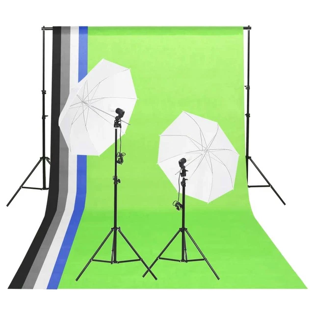 Kit di Illuminazione da Studio con Fondali e Ombrelli 5199397