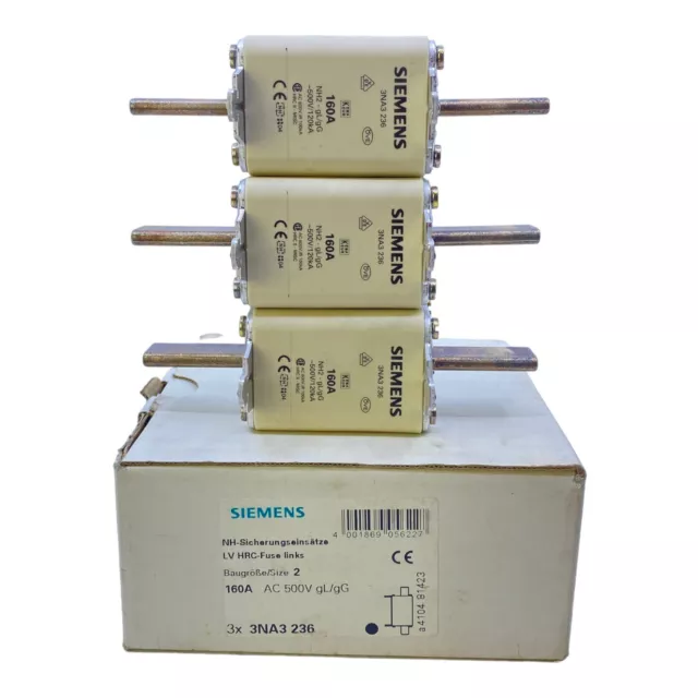Siemens 3NA3236 Insert Fusible 160A 500V 120 Ka Ve :3 Pièces