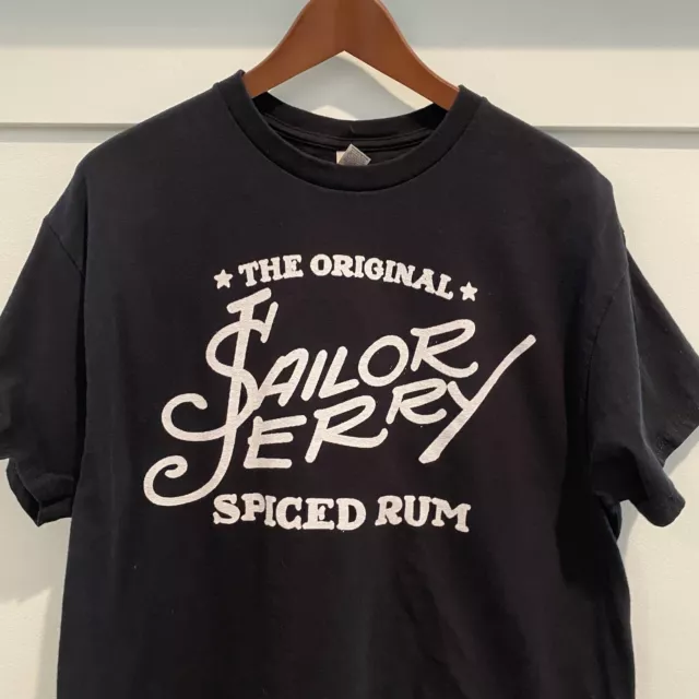 Sailor Jerry Rum T Shirt Mens Large Black Heavy Duty Cotton Graphic Tee