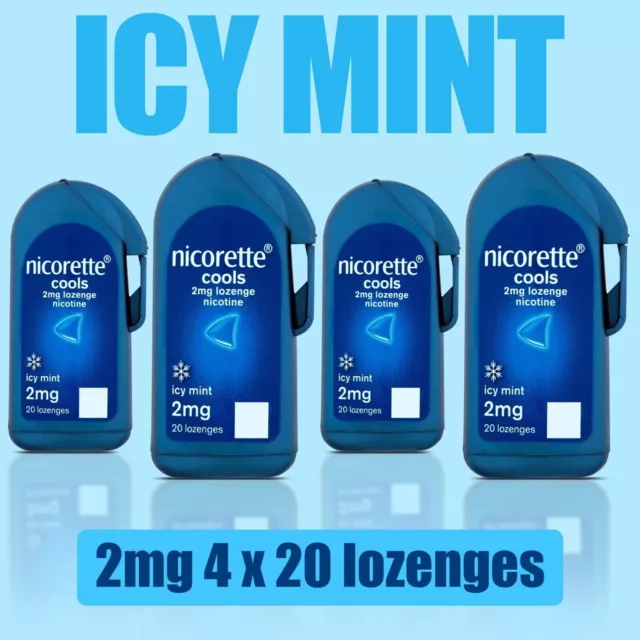 Nicorette Cools Icy Mint Fruit 2mg Lozenge 4 x 20 Nicotine Lozenges Quit Smoking 2