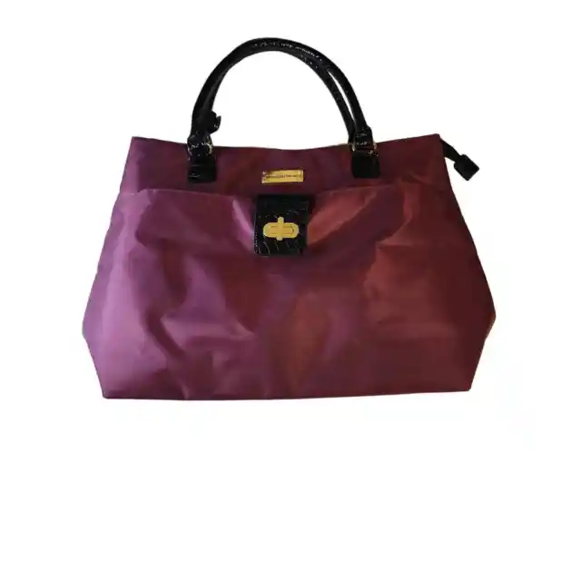 SAMANTHA BROWN Burgundy Colored Nylon Large Shoulder Tote Travel Bag