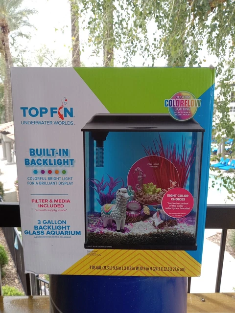 Topfin Underwater Worlds Backlight Aquarium 3 Gallon Built-In Backlight open box