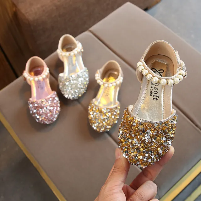 Sandali paillettes cinturino alla caviglia bambine scarpe da sposa bambina principessa