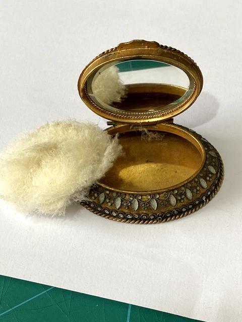 Antique Patch Rouge Pot- Swan Down Bevelled Mirror + Pearls