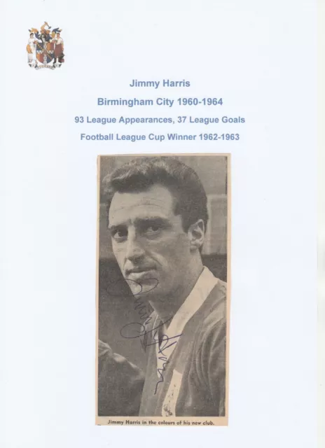 JIMMY HARRIS BIRMINGHAM CITY EVERTON OLDHAM ATHLETIC autograph signed picture