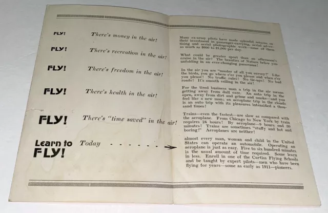 Rare Antique American Curtiss Flying Airplane School Advertising Pamphlet 1920's 3