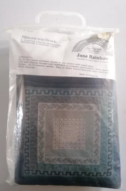 Kit de bordado Jane Rainbow Crewel cintas y trenzas 35 cm cuadrados sin usar JR1002A