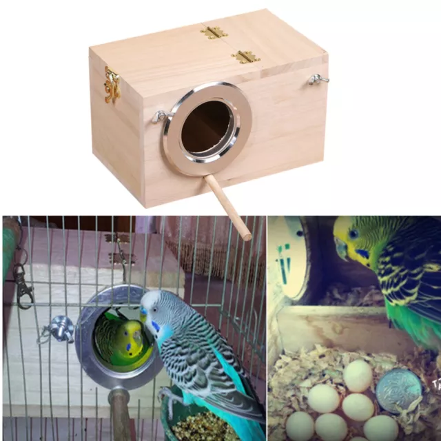 AU Wooden Small Bird parrot Breeding Nest Box Nesting Budgie House Cage Home