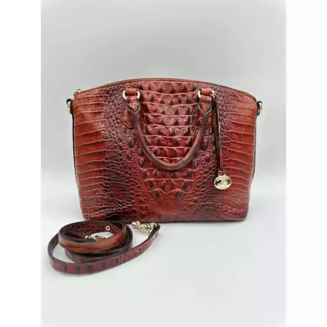 Brahmin Duxbury Medium Pecan Crocodile Leather Handbag