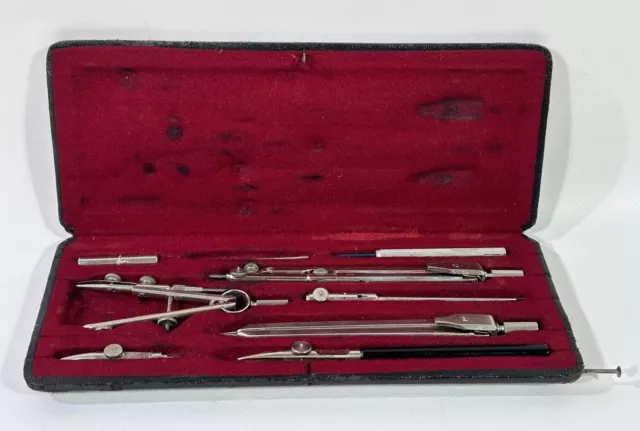 Vintage Johannes Schlöbcke 9 Teiliges Zirkel Set Z 431/5 Zeichnen T 159F