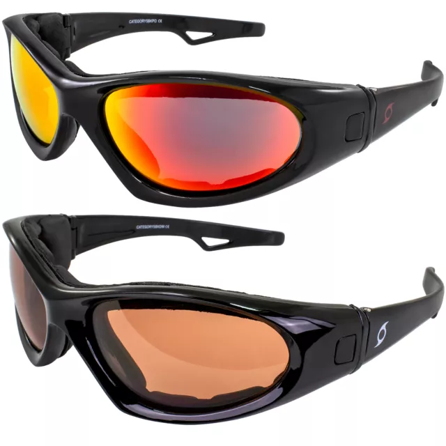 2 Hurricane Category 5 Goggles - Black Frames Polarized & Red Mirror Lens