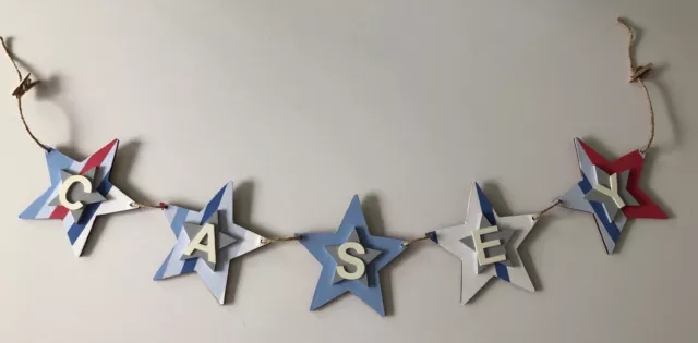 Personalised Wooden Name Bunting Childrens Decoration, Nursery, Christening.