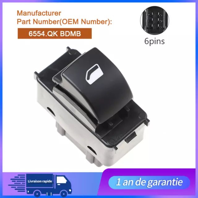 Bouton De Leve Vitre Avant Droit Pour Berlingo Partner 207 6490E2 6554Qk