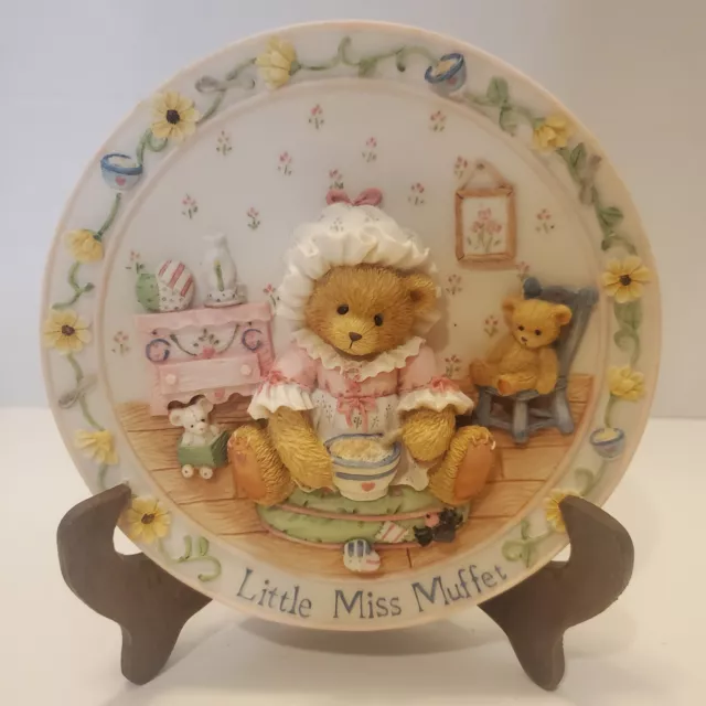 1995 Cherished Teddies "Little Miss Muffet" 3D Nursery Rhyme Plate #145033 VTG