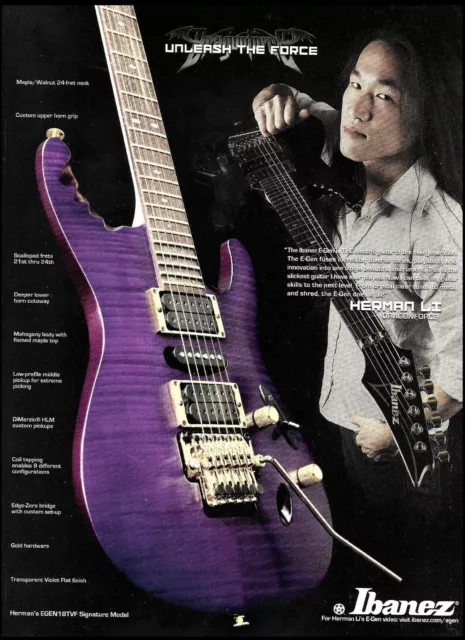 Dragonforce Herman Li Signature Ibanez E-GEN guitar advertisement 2009 ad print