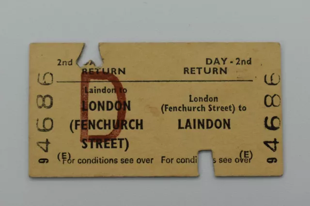 BRB Railway Ticket No 4686 LONDON Fenchurch street to LAINDON 29JE78
