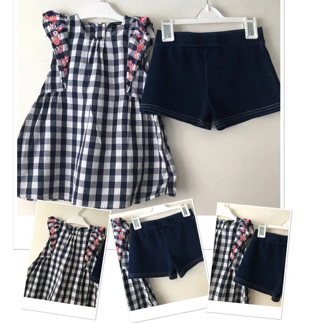 Mayoral girls soft stretch shorts & George pretty tunic blouse 3-4 years