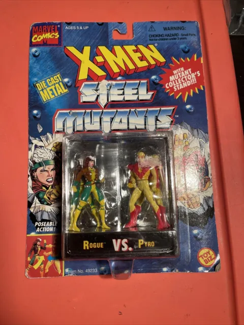X-Men Steel Mutants Die Cast Metal Rogue vs. Pyro Poseable Figures ToyBiz 1994