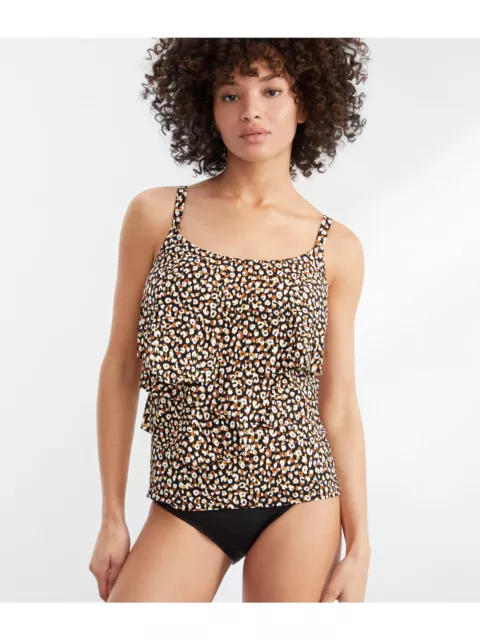 Coco Reef Wild Cheetah Aura Ruffle Underwire Tankini Top - Womens Swimwear