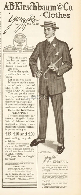 1912 Kirschbaum Clothes Men's Chappie Serge Suit Vintage Clothing Fashion Ad