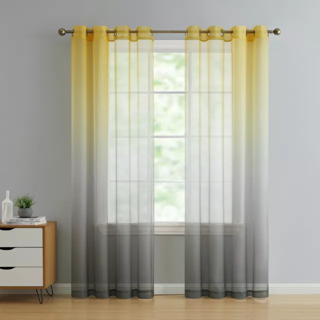 Kate Aurora Modern 2 Pack Ombre Sheer Grommet Curtain Panels - Assorted Colors